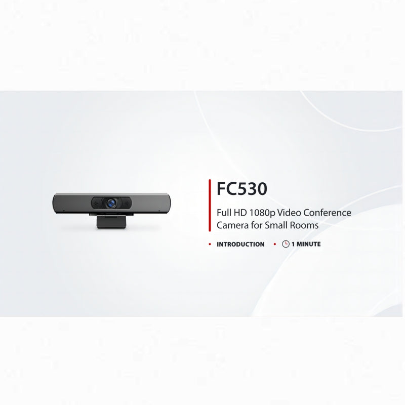 SFPS FC530 Full HD 1080p Video Conference Camera for Small Rooms, with 2 Microphones & 108 A° Wide Angle, USB Plug and Play SFPS