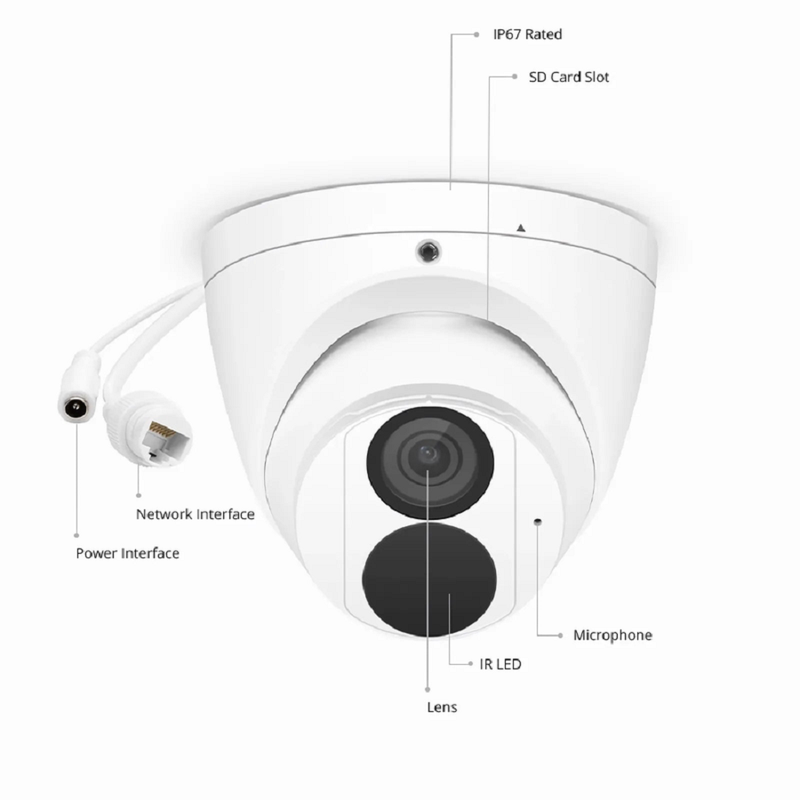SFPS IPC301-8M-T Turret Camera, with Fixed 4.0mm Lens, 8MP Resolution, Built-in Mic, 98ft Night Vision, Smart Behavior Detection, IP67 PoE Network Camera SFPS