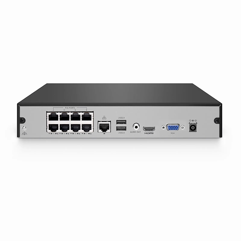 SFPS NVR101-8C-8P, 8-Channel 8-Port PoE Network Video Recorder, Record 8CH 4K@30fps, Live View/Playback 1CH 4K@30fps, Supports up to 1x8TB Hard Drive (Not Included) SFPS