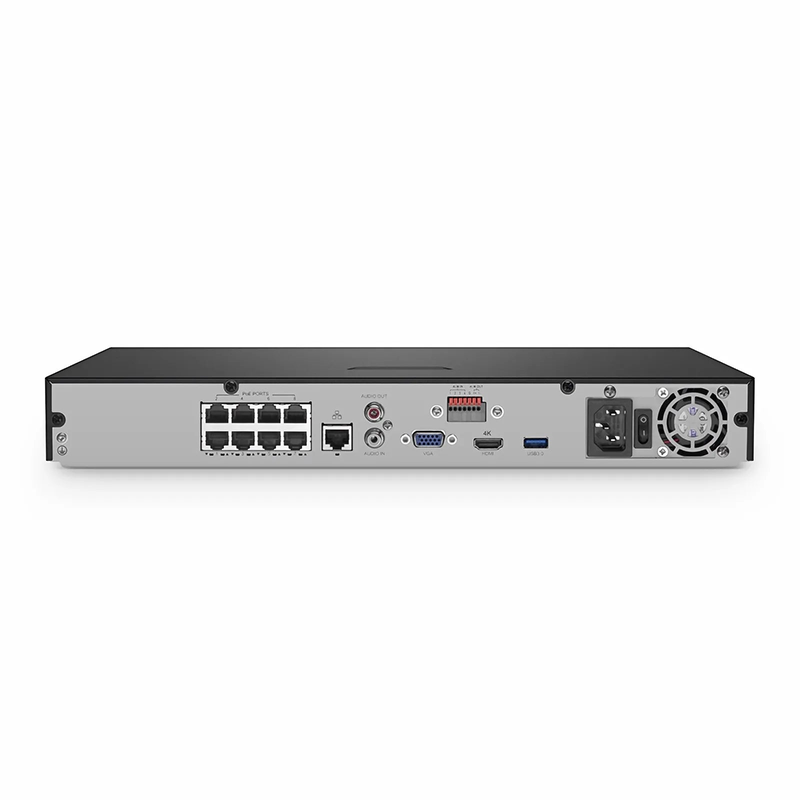 SFPS NVR102-8C-8P, 8-Channel 8-Port PoE Network Video Recorder, Record 8CH 4K@30fps, Live View/Playback 2CH 4K@30fps, Supports up to 2x10TB Hard Drive (Not Included) SFPS