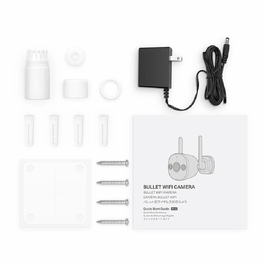 SFPS IPC101-5M-WB Outdoor Bullet Wi-Fi Camera, with Fixed 2.8mm Lens, 5MP Resolution, Build-in Mic  Speaker, 66ft Night Vision, IP67 Network Camera SFPS