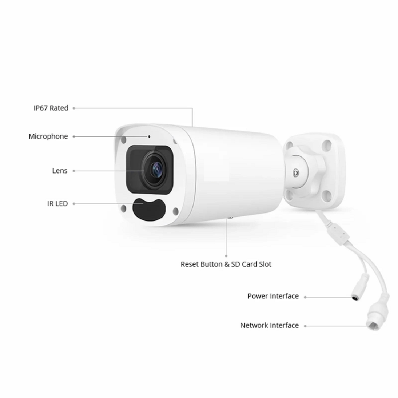 SFPS IPC104-2M-B, Full HD 2MP Bullet Network Camera with Build-in Mic, 164ft Night Vision, IP67 Weatherproof PoE Network Camera with Varifocal 2.8-12mm Lens SFPS