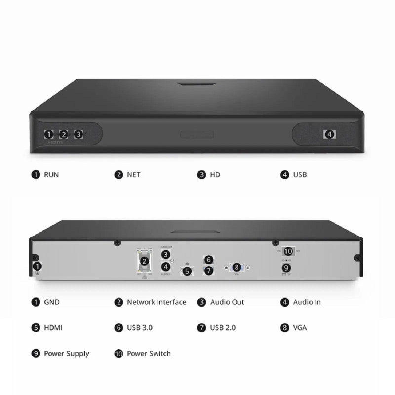 SFPS NVR102-16C, 16-Channel 1.5U 4K  H.265+ Decoding Format, Up to 2x8TB Hard Drive (Not Included), Live View/Playback Network Video Recorder SFPS