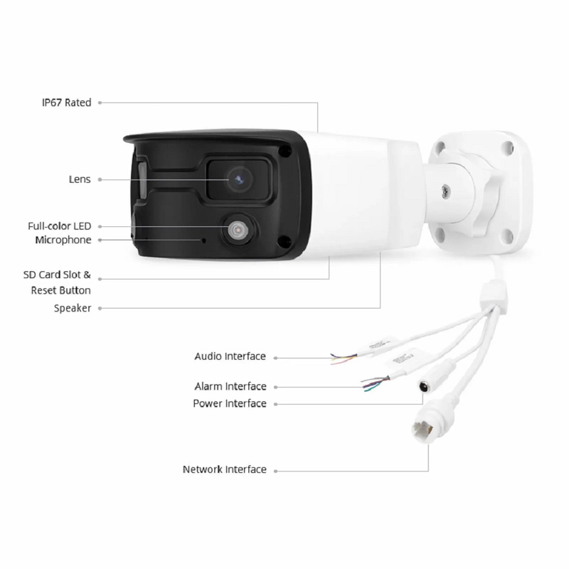 SFPS IPC501-2X4M-B, Super HD 4MP Full-Color Wide Angle Fixed Bullet Network Camera with Build-in Mic, IP67 Weatherproof PoE Network Camera with Fixed 4.0mm Lens SFPS