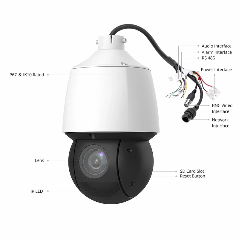 SFPS IPC425-4M-P, Super HD 4MP PTZ Dome Network Camera, Pan Tilt 25X Optical Zoom, IP67 & IK10 PoE Network Camera with Varifocal 4.8-120mm Lens SFPS