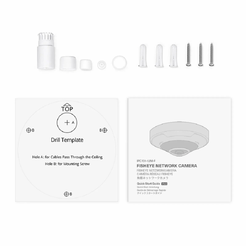 SFPS IPC701-12M-F, Ultra HD 12MP Fisheye Dome Network Camera with Build-in Mic, IP67 & IK10 360A° Panoramic PoE Network Camera with Fixed 1.8mm Lens SFPS