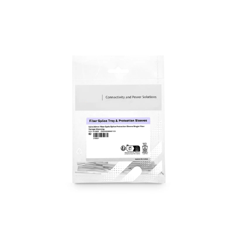 SFPS 0.8 x 30mm Fiber Optic Splice Protection Sleeve, Single Fiber, 50pcs/pkg SFPS