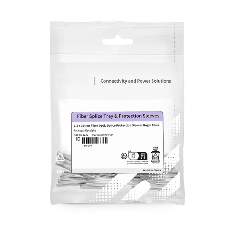 SFPS 1.2 x 30mm Fiber Optic Splice Protection Sleeve, Single Fiber, 50pcs/pkg SFPS