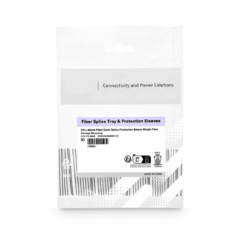 SFPS 0.8 x 40mm Fiber Optic Splice Protection Sleeve, Single Fiber, 50pcs/pkg SFPS