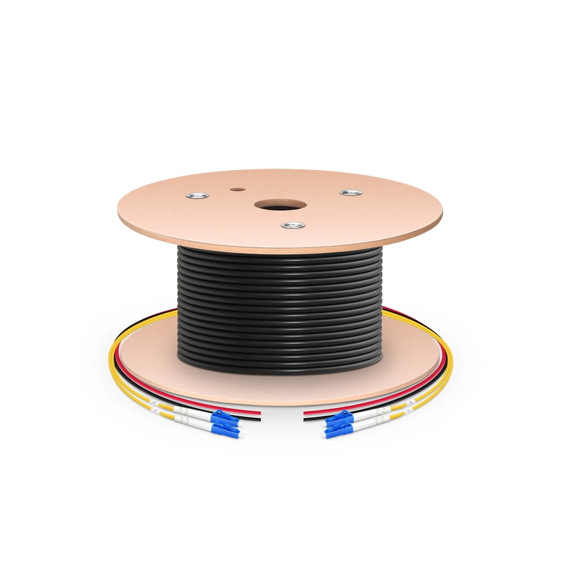 SFPS 200m (656ft) Hybrid Fiber and Power Cable, Indoor, Plenum (OFNP), Single Mode (OS2), 2 Fibers, Tight-Buffered, LC UPC Simplex to LC UPC Simplex, 2 Conductors 12AWG SFPS