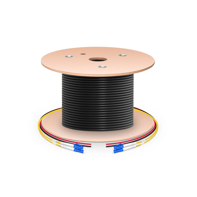 SFPS 300m (984ft) Hybrid Fiber and Power Cable, Indoor, Plenum (OFNP), Single Mode (OS2), 2 Fibers, Tight-Buffered, LC UPC Simplex to LC UPC Simplex, 2 Conductors 17AWG SFPS
