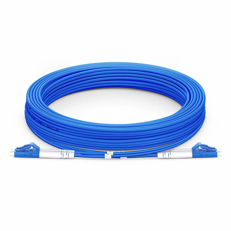 SFPS 30m (98ft) Armored Fiber Patch Cable, 2 Fibers, LC UPC Duplex to LC UPC Duplex, Single Mode (OS2), Riser (OFCR), 3.0mm, Blue SFPS