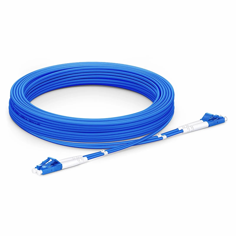SFPS 30m (98ft) Armored Fiber Patch Cable, 2 Fibers, LC UPC Duplex to LC UPC Duplex, Single Mode (OS2), Riser (OFCR), 3.0mm, Blue SFPS