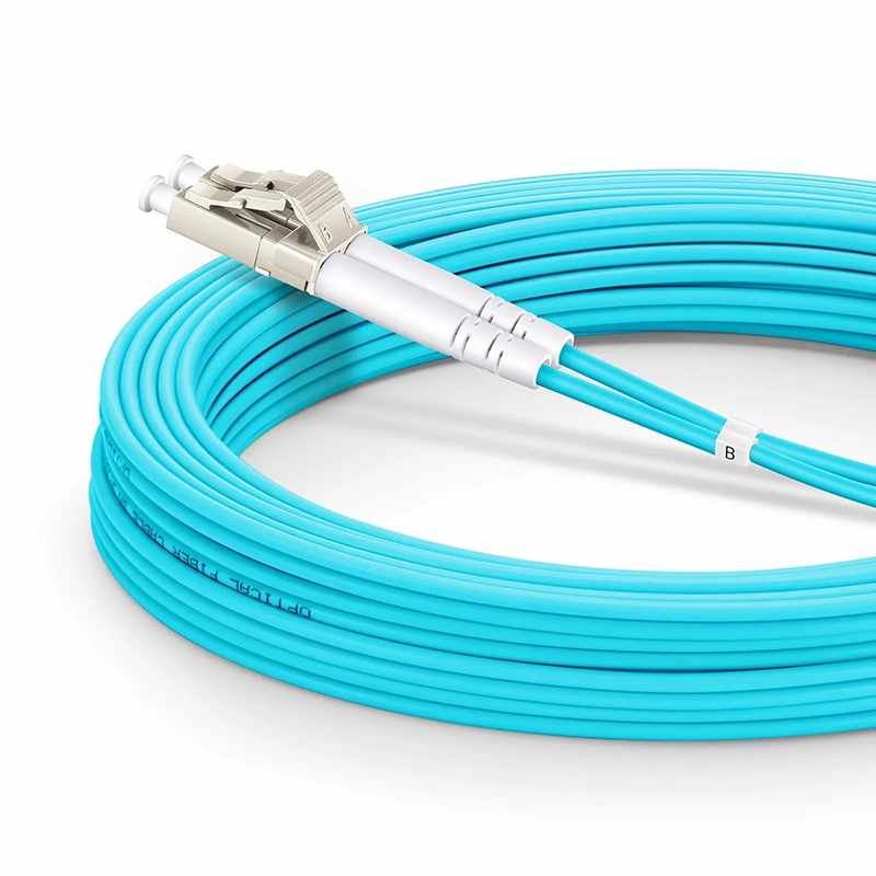 SFPS 10m (33ft) Armored Fiber Patch Cable, 2 Fibers, LC UPC Duplex to LC UPC Duplex, Multimode (OM4), Riser (OFCR), 3.0mm, Aqua SFPS