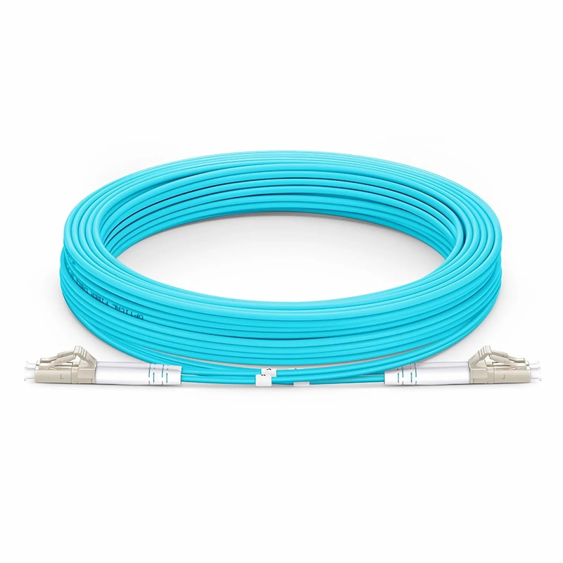 SFPS 30m (98ft) Armored Fiber Patch Cable, 2 Fibers, LC UPC Duplex to LC UPC Duplex, Multimode (OM3), Riser (OFCR), 3.0mm, Aqua SFPS