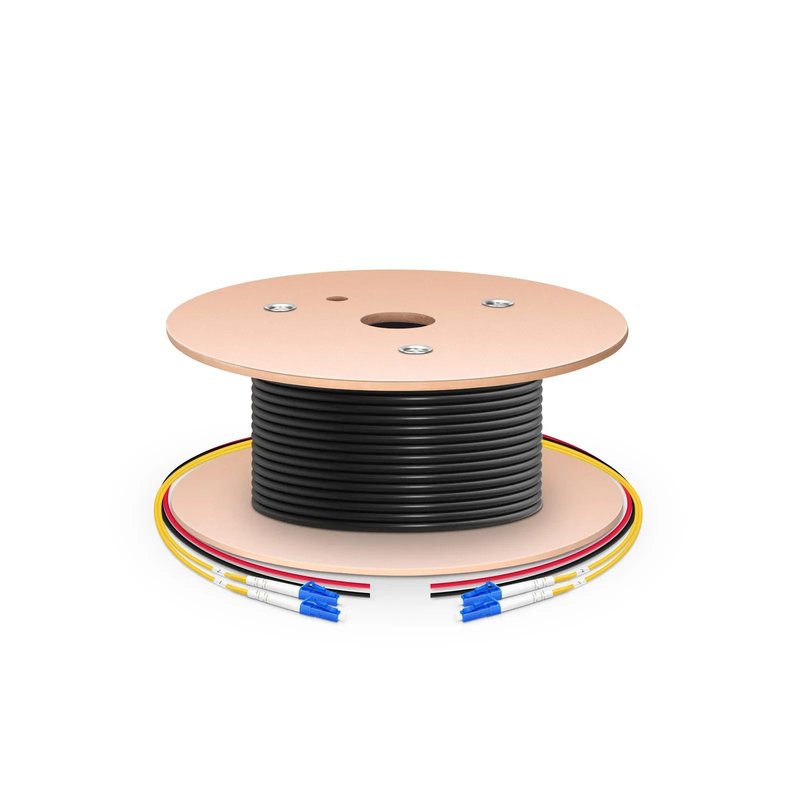 SFPS 150m (492ft) Hybrid Fiber and Power Cable, Indoor, Plenum (OFNP), Single Mode (OS2), 2 Fibers, Tight-Buffered, LC UPC Simplex to LC UPC Simplex, 2 Conductors 12AWG SFPS