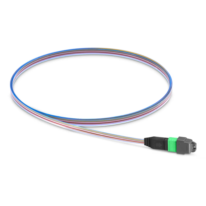SFPS 1m (3ft) MTP® Fiber Pigtail, MTP-12A® APC (Male) to Unterminated, 12 Fibers, Single Mode (OS2), Unjacketed, 12-Color SFPS