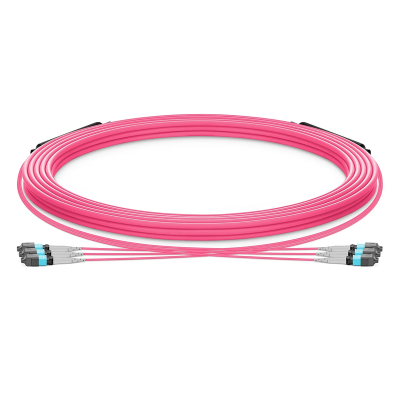 SFPS 30m (98ft) MTP® Trunk Cable, MTP®-8 UPC (Female) to MTP®-8 UPC (Female), 24 Fibers, Multimode (OM4), Plenum (OFNP), 0.20dB Max, Type B, Double Jacket, Magenta SFPS