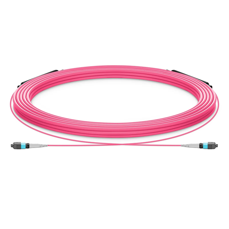 SFPS 30m (98ft) MTP® Trunk Cable, MTP®-8 UPC (Female) to MTP®-8 UPC (Female), 8 Fibers, Multimode (OM4), Plenum (OFNP), 0.20dB Max, Type B, Double Jacket, Magenta SFPS