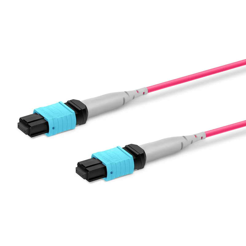 SFPS 30m (98ft) MTP® Trunk Cable, MTP®-8 UPC (Female) to MTP®-8 UPC (Female), 8 Fibers, Multimode (OM4), Plenum (OFNP), 0.20dB Max, Type B, Double Jacket, Magenta SFPS