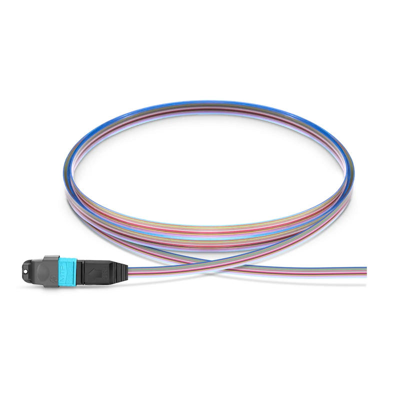 SFPS 1m (3ft) MTP® Fiber Pigtail, MTP-12A® UPC (Female) to Unterminated, 12 Fibers, Multimode (OM4), Unjacketed, 12-Color SFPS