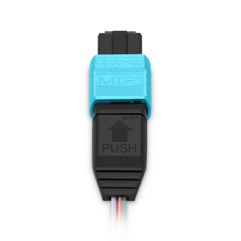 SFPS 1m (3ft) MTP® Fiber Pigtail, MTP-12A® UPC (Female) to Unterminated, 12 Fibers, Multimode (OM4), Unjacketed, 12-Color SFPS