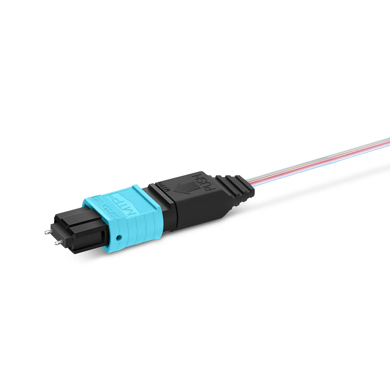 SFPS 1m (3ft) MTP® Fiber Pigtail, MTP-12A® UPC (Male) to Unterminated, 12 Fibers, Multimode (OM4), Unjacketed, 12-Color SFPS
