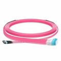 SFPS 30m (98ft) MTP® Hybrid Trunk Cable, MTP®-12 UPC (Female) to 6 LC UPC Duplex Uniboot, 48 Fibers, Multimode (OM4), Plenum (OFNP), 0.20dB Max, Type B, Double Jacket, Magenta SFPS