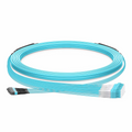 SFPS 30m (98ft) MTP® Hybrid Trunk Cable, MTP®-12 UPC (Female) to 6 LC UPC Duplex Uniboot, 48 Fibers, Multimode (OM3), Plenum (OFNP), 0.20dB Max, Type B, Double Jacket, Aqua SFPS