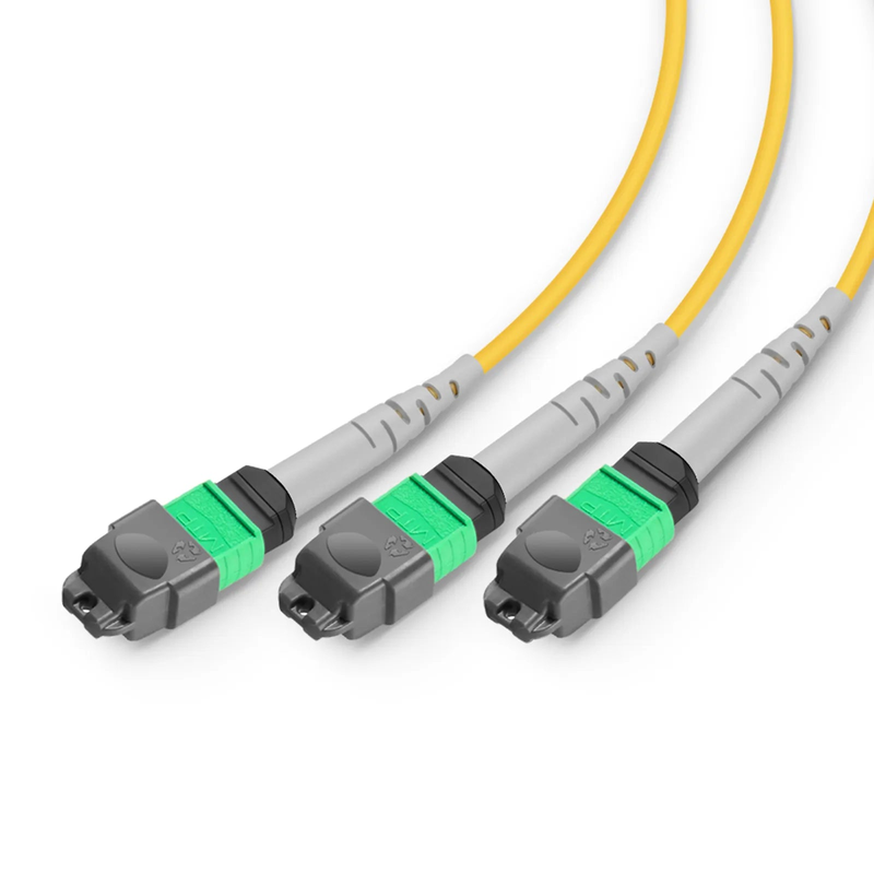 SFPS 3m (10ft) MMC Breakout Cable, MMC-24 APC (Female) to 3 x MTP®-8 APC (Female), 24 Fibers, Single Mode (OS2), Plenum (OFNP), 0.35dB Max, Jumper Polarity, Yellow SFPS