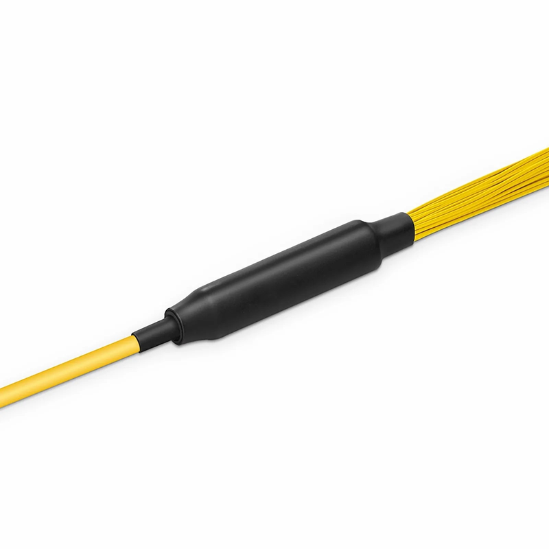 SFPS 30m (98ft) MTP® Hybrid Trunk Cable, MTP®-12 APC (Female) to 6 LC UPC Duplex Uniboot, 48 Fibers, Single Mode (OS2), Plenum (OFNP), 0.35dB Max, Type B, Double Jacket, Yellow SFPS