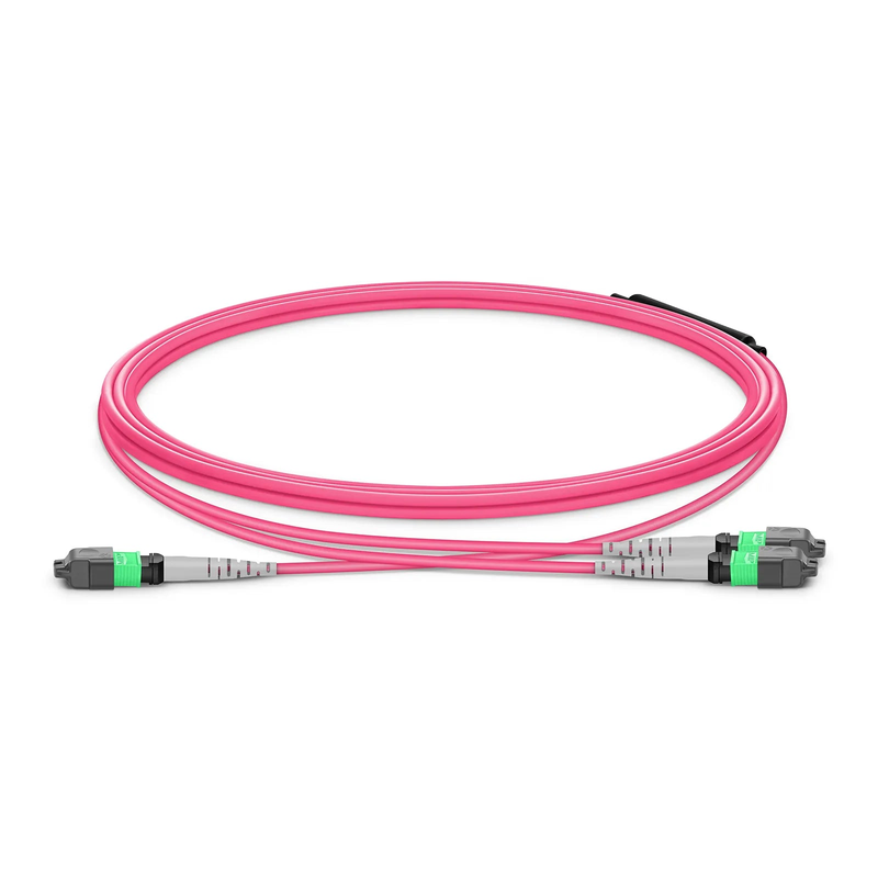 SFPS NVIDIA/Mellanox MFP7E20-N001 Compatible 1m (3ft) MTP® Breakout Cable, MTP®-12 APC (Female) to 2 x MTP®-4 APC (Female), 8 Fibers, Multimode (OM4), Dual Rated (OFNR/LSZH), 0.35dB Max, Type B, Magenta SFPS