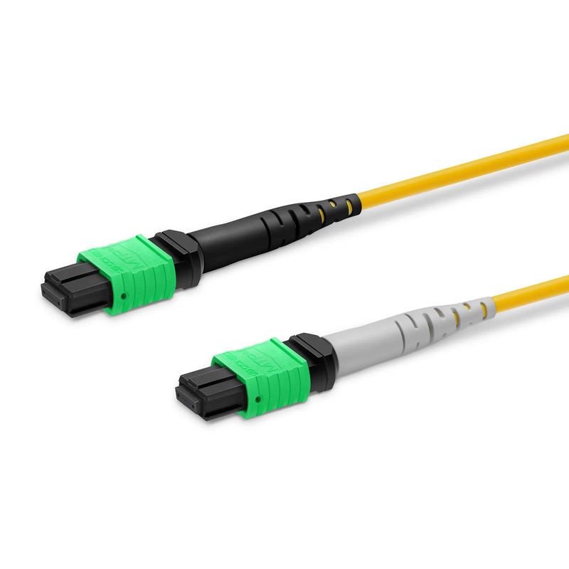 SFPS 10m (33ft) MTP® Breakout Cable, MTP®-16 APC (Female) to 2 x MTP®-8 APC (Female), 16 Fibers, Single Mode (OS2), Plenum (OFNP), 0.35dB Max, Crossover, Yellow SFPS