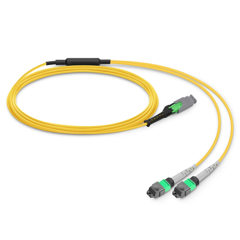 SFPS 1m (3ft) MMC Breakout Cable, MMC-16 APC (Female) to 2 x MTP®-8 APC (Female), 16 Fibers, Single Mode (OS2), Plenum (OFNP), 0.35dB Max, Jumper Polarity, Yellow SFPS