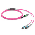 SFPS 2m (7ft) MMC Breakout Cable, MMC-16 APC (Female) to 2 x MTP®-8 UPC (Female), 16 Fibers, Multimode (OM4), Plenum (OFNP), 0.35dB Max, Jumper Polarity, Magenta SFPS