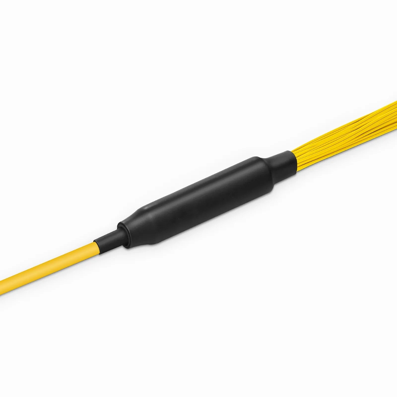 SFPS 30m (98ft) MTP® Hybrid Trunk Cable, MTP®-8 APC (Male) to 4 LC UPC Duplex Uniboot, 32 Fibers, Single Mode (OS2), Plenum (OFNP), 0.35dB Max, Type B, Double Jacket, Yellow SFPS
