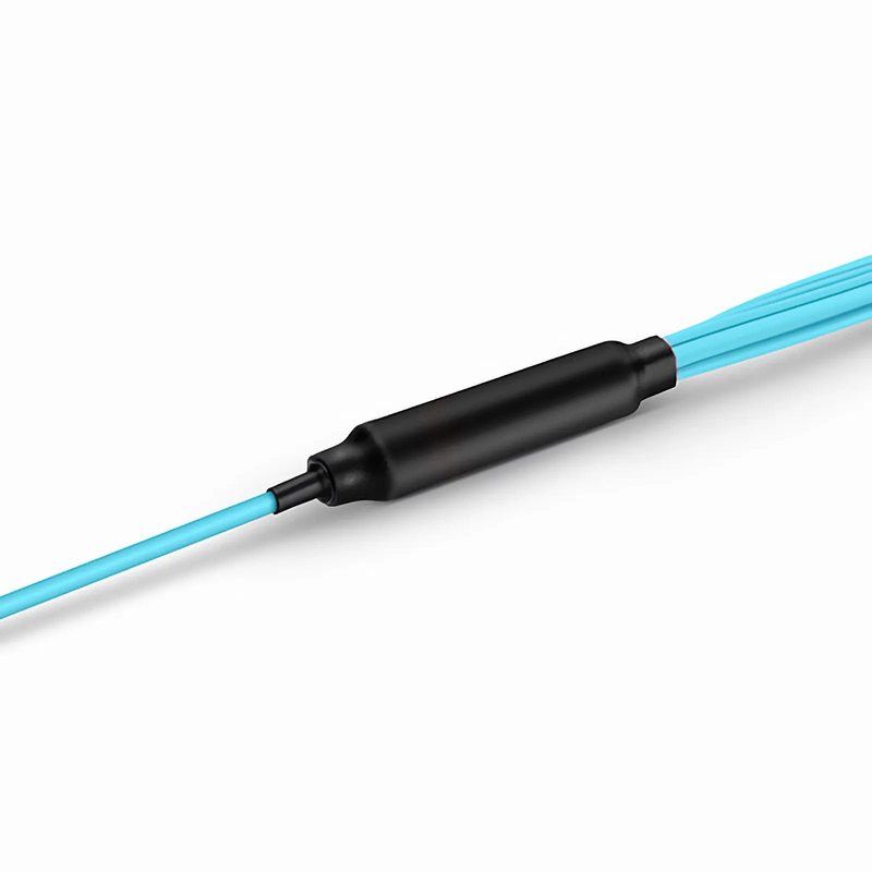 SFPS 2m (7ft) MTP® Harness, MTP®-8 UPC (Female) to 4 x LC UPC Duplex, 8 Fibers, Multimode (OM4), Plenum (OFNP), 0.35dB Max, Type B, 1m Equal Breakout Length, Aqua SFPS