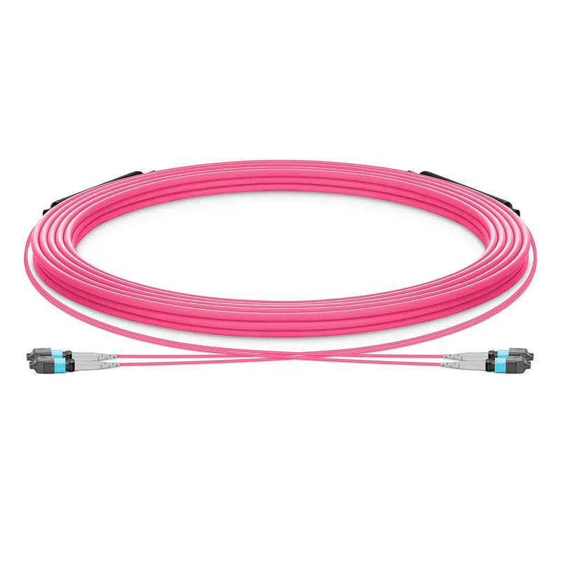 SFPS 30m (98ft) MTP® Trunk Cable, MTP®-8 UPC (Female) to MTP®-8 UPC (Female), 16 Fibers, Multimode (OM4), Plenum (OFNP), 0.20dB Max, Type B, Double Jacket, Magenta SFPS