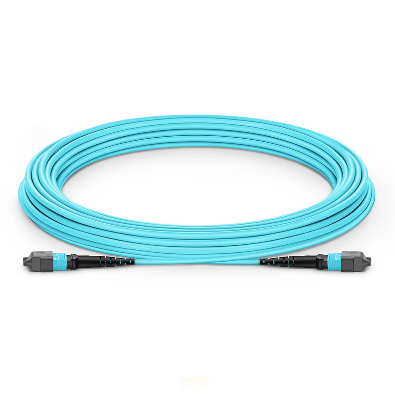 SFPS 10m (33ft) MTP® Jumper, MTP®-12 UPC (Female) to MTP®-12 UPC (Female), 12 Fibers, Multimode (OM3), Plenum (OFNP), 0.35dB Max, Type A, Aqua SFPS