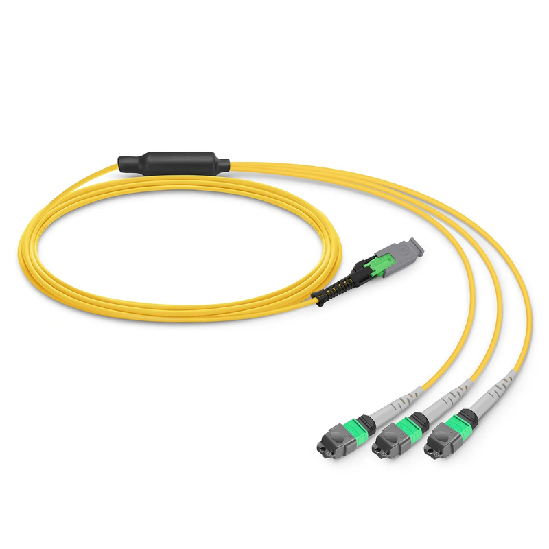 SFPS 1m (3ft) MMC Breakout Cable, MMC-24 APC (Female) to 3 x MTP®-8 APC (Female), 24 Fibers, Single Mode (OS2), Plenum (OFNP), 0.35dB Max, Jumper Polarity, Yellow SFPS