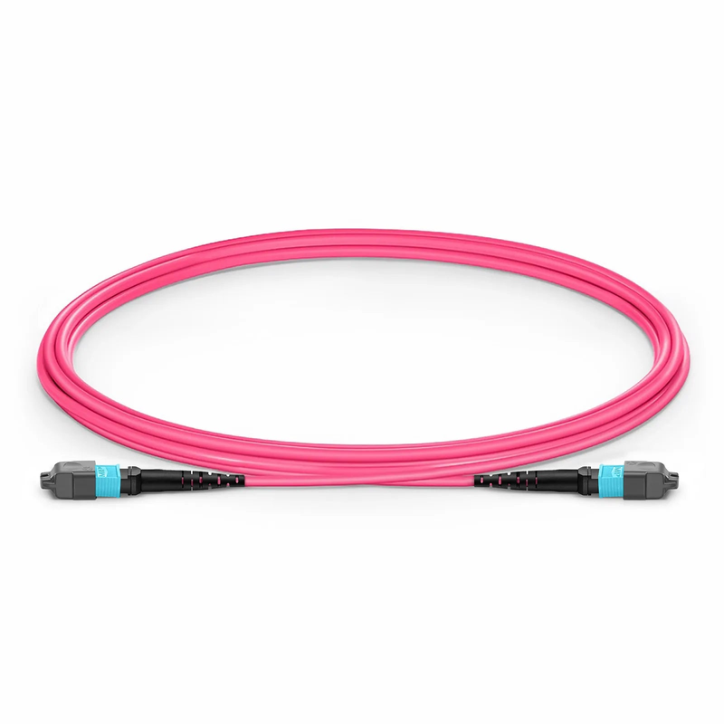 SFPS 2m (7ft) MTP® Jumper, MTP®-12 UPC (Female) to MTP®-12 UPC (Female), 12 Fibers, Multimode (OM4), Plenum (OFNP), 0.35dB Max, Type B, Magenta SFPS