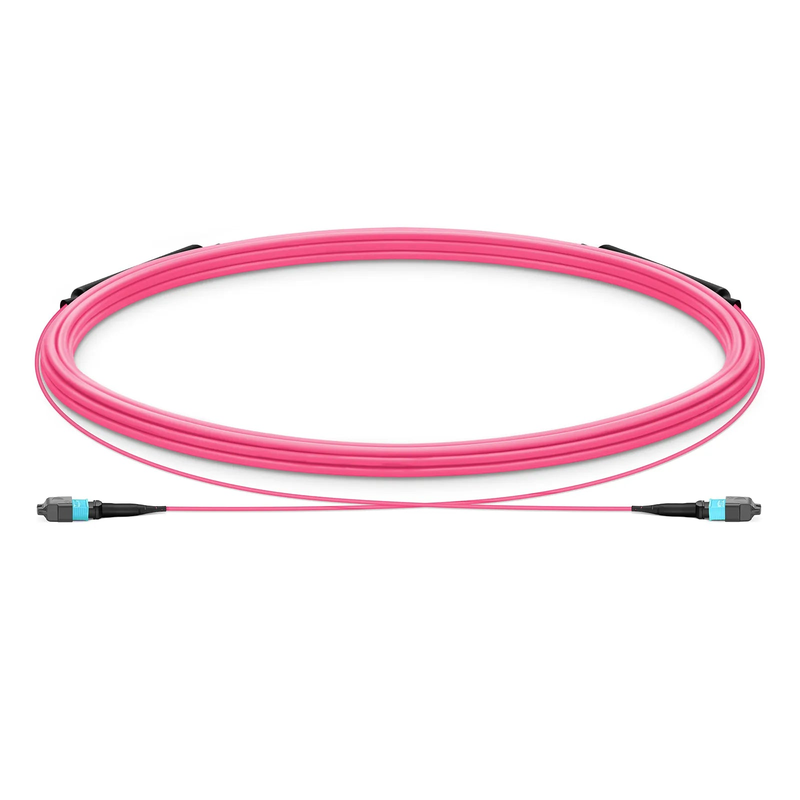 SFPS 5m (16ft) MTP® Trunk Cable, MTP®-12 UPC (Female) to MTP®-12 UPC (Female), 12 Fibers, Multimode (OM4), Plenum (OFNP), 0.20dB Max, Type B, Double Jacket, Magenta SFPS