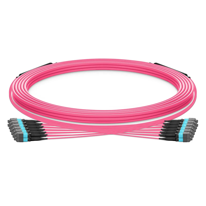 SFPS 30m (98ft) MTP® Trunk Cable, MTP®-12 UPC (Female) to MTP®-12 UPC (Female), 144 Fibers, Multimode (OM4), Plenum (OFNP), 0.20dB Max, Type B, Double Jacket, Magenta, with Spool SFPS