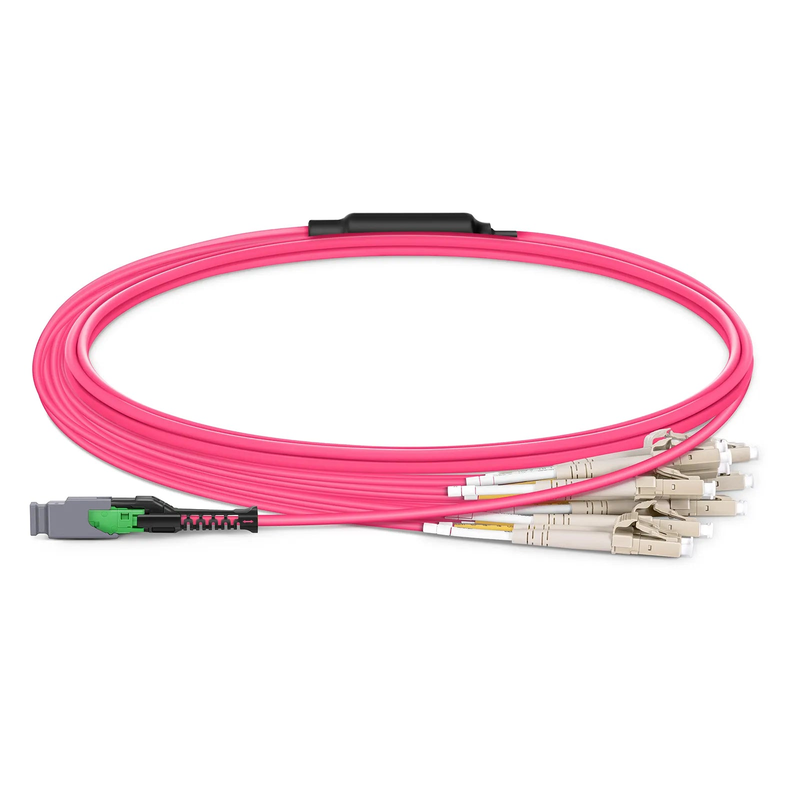 SFPS 2m (7ft) MMC Harness, MMC-16 APC (Female) to 8 x LC UPC Duplex, 16 Fibers, Multimode (OM4), Plenum (OFNP), 0.35dB Max, Jumper Polarity, Magenta SFPS