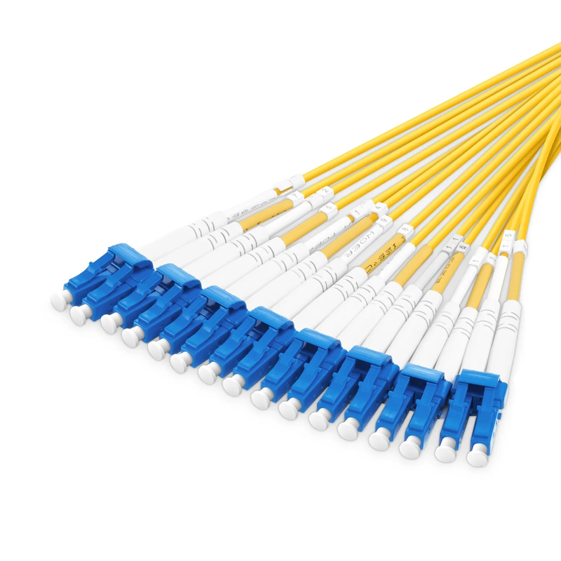 SFPS 1m (3ft) MMC Harness, MMC-16 APC (Female) to 8 x LC UPC Duplex, 16 Fibers, Single Mode (OS2), Plenum (OFNP), 0.35dB Max, Jumper Polarity, Yellow SFPS
