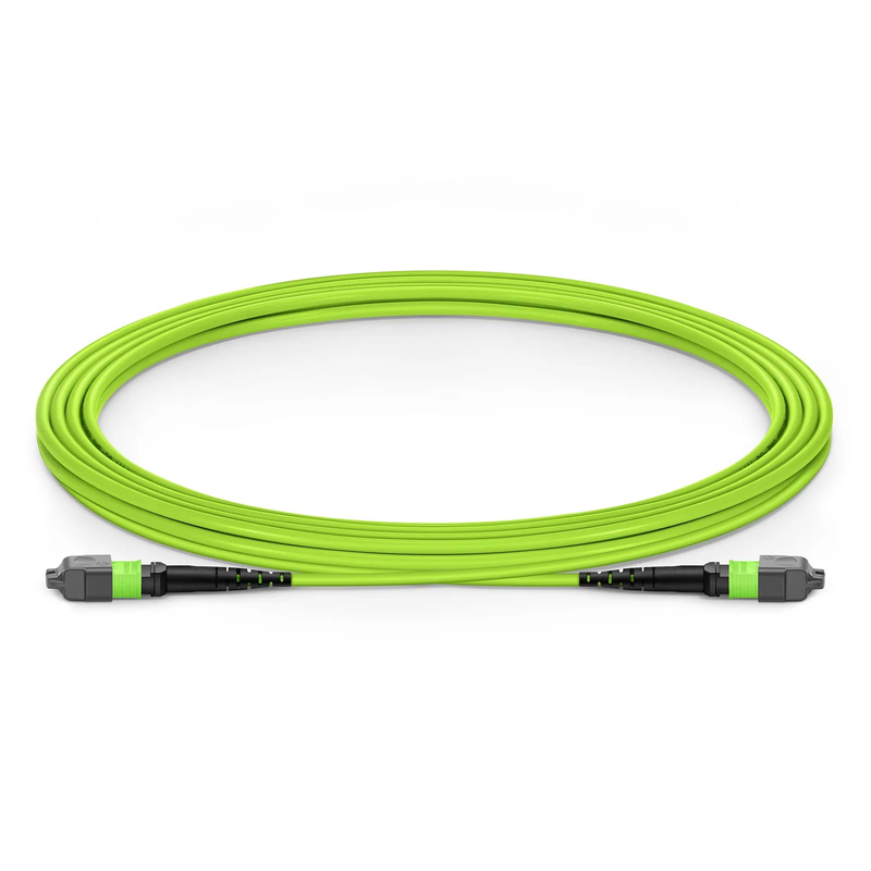 SFPS 3m (10ft) MTP® Jumper, MTP®-12 UPC (Female) to MTP®-12 UPC (Female), 12 Fibers, Multimode (OM5), Plenum (OFNP), 0.35dB Max, Type A, Lime Green SFPS