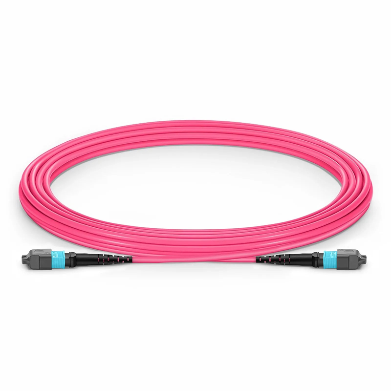 SFPS 5m (16ft) MTP® Jumper, MTP®-12 UPC (Female) to MTP®-12 UPC (Female), 12 Fibers, Multimode (OM4), Plenum (OFNP), 0.35dB Max, Type A, Magenta SFPS