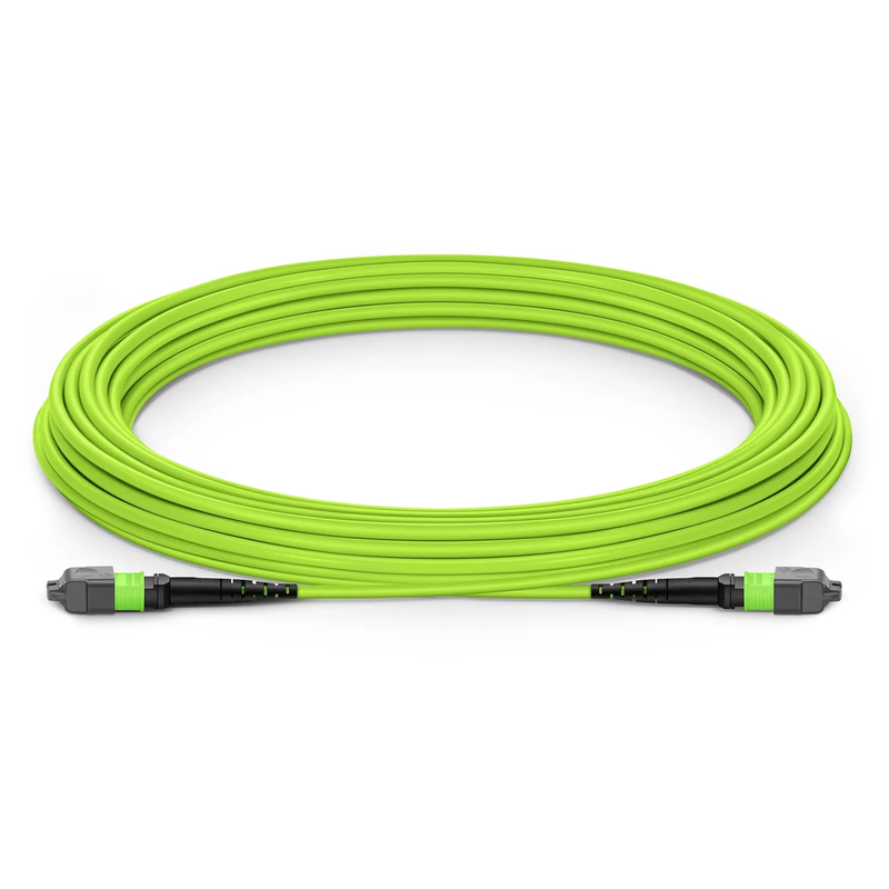 SFPS 10m (33ft) MTP® Jumper, MTP®-12 UPC (Female) to MTP®-12 UPC (Female), 12 Fibers, Multimode (OM5), Plenum (OFNP), 0.35dB Max, Type A, Lime Green SFPS