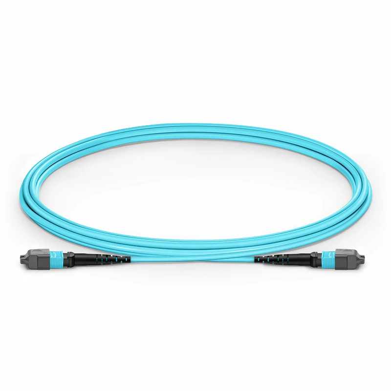 SFPS 2m (7ft) MTP® Jumper, MTP®-12 UPC (Female) to MTP®-12 UPC (Female), 12 Fibers, Multimode (OM3), Plenum (OFNP), 0.35dB Max, Type B, Aqua SFPS