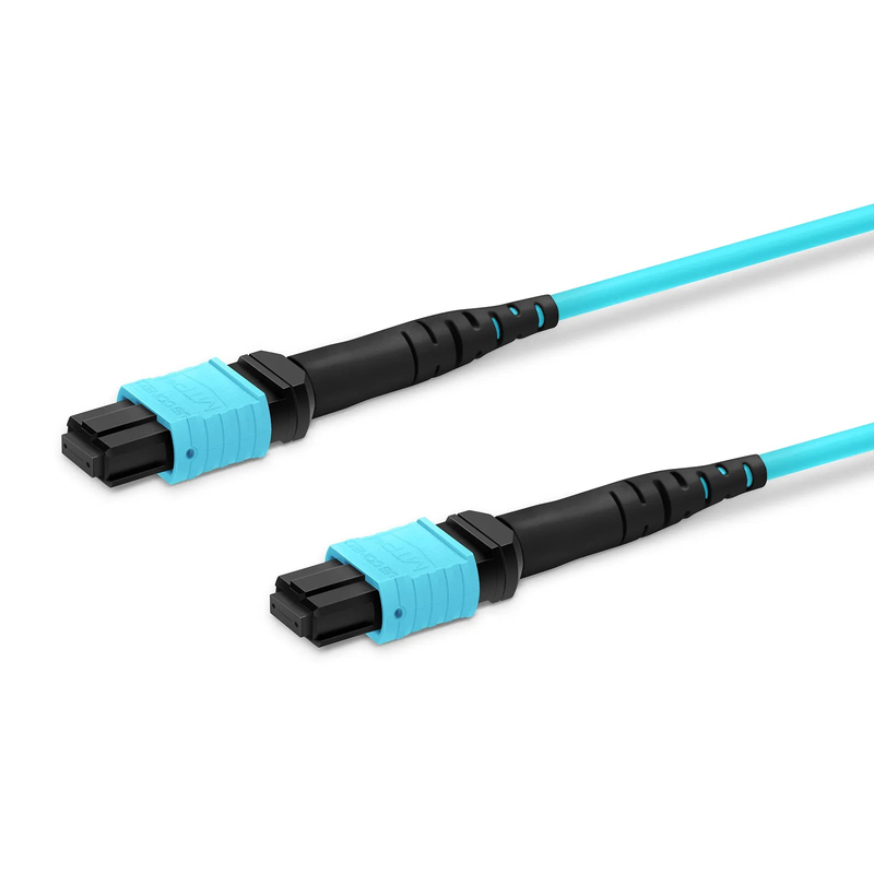 SFPS 2m (7ft) MTP® Jumper, MTP®-12 UPC (Female) to MTP®-12 UPC (Female), 12 Fibers, Multimode (OM3), Plenum (OFNP), 0.35dB Max, Type B, Aqua SFPS